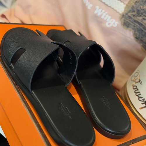 Hermes παντόφλες δέρμα νέες μαύρο μέγεθος 43 44