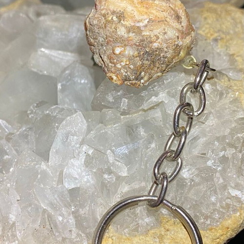 Key Chain Handmade with Natural Raw Agate new, orange
