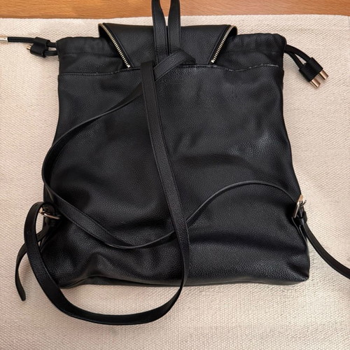 Armani Jeans leather backpack used, black with gold details
