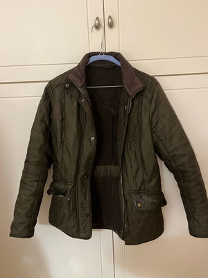 Barbour quilted jacket used in olive color with fleece lining