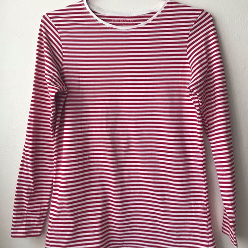 Primark striped long sleeve blouse like new, red-white, size L