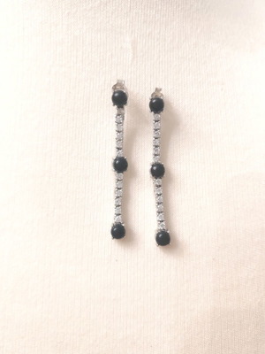 Black Crystal Drop Earrings Silver 925 like new, statement rhinestone chic