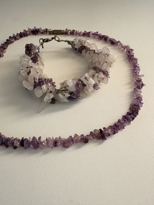 Handmade jewelry set with amethyst, 3 pieces used