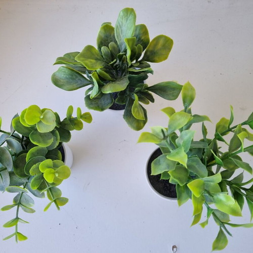 Flying Tiger Copenhagen large basket with 3 artificial plants in Vicko pots