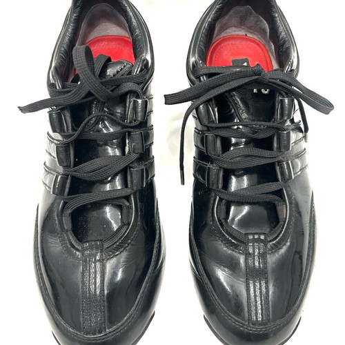 Y-3 Yoshi Yamamoto x adidas leather trainers used, size 38, black and red