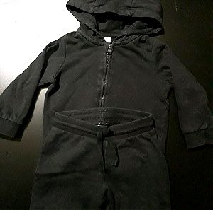 Σετ παιδικές φόρμες, μαύρο χρώμα (Ζακέτα και φόρμα) 6-9 μηνών, Η&Μ
