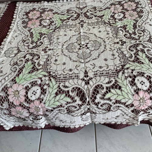 Vintage Set of 2 Cutwork Doilies with Embossed Flowers from 1970s Canada