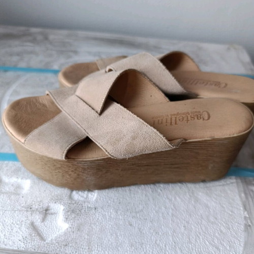 Heeled platforms beige comfy size 38 used