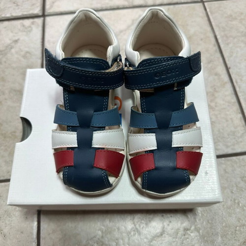 Geox leather anatomical children's sandals size 25 like new, blue/red