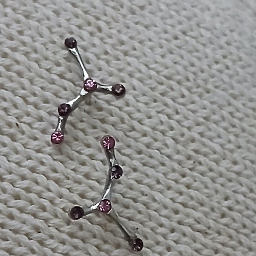 Earrings constellation design with pink and purple rhinestones like new