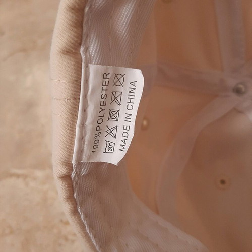 Women's hat "Oh my baby" like new, beige and orange