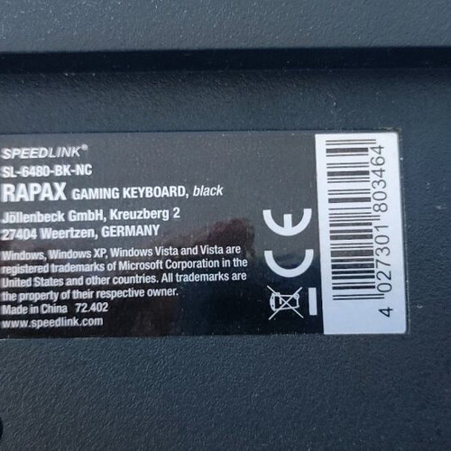 Speedlink Rapax SL-6480-BK-NC gaming keyboard like new