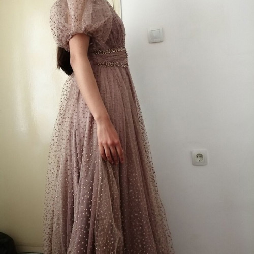 Jaluzzz Abiye long luxury formal pink evening dress size L