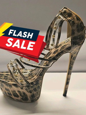 High Heels Crocodile Pattern 17cm Stiletto Sandals New