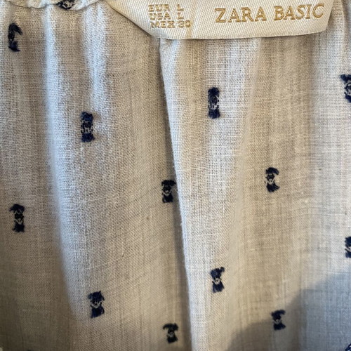 Zara embroidered shirt with puff sleeves, new, size L
