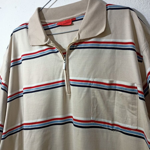 San Marco vintage polo T-shirt 4XL like new, beige multicolor cotton