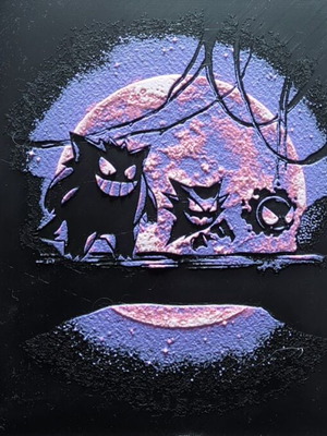 Gastly, Haunter and Gengar mural made to order under moonlight