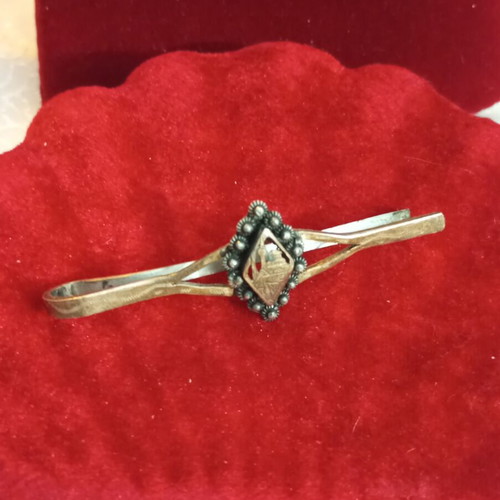 Silver Gold 925 9k Rodian Tie Clip used, engraved