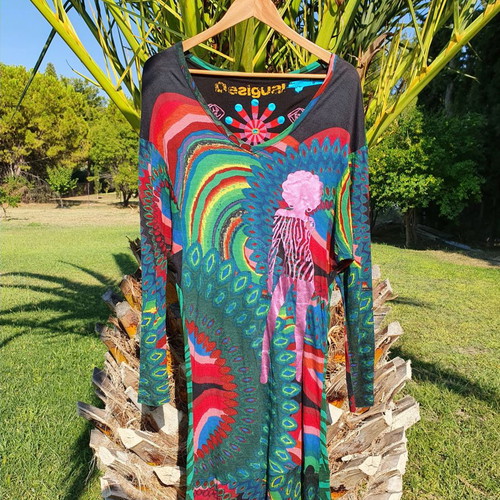 Desigual dress, colorful, size S/M, cotton and viscose