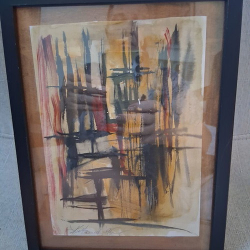 Painting "Dead Nature" expressionist, like new, signed, framed 20×26cm