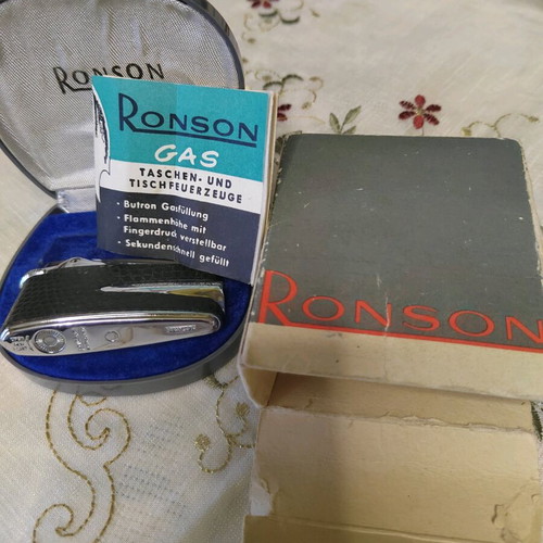 Ronson lighter used with case, instructions, and box