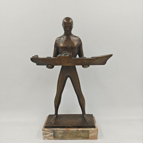 Bronze Maritime Statue "The Shipbuilder" used with alabaster base