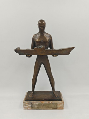Bronze Maritime Statue "The Shipbuilder" used with alabaster base