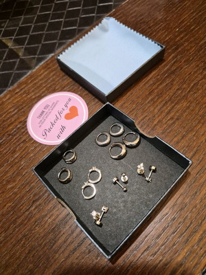 Set of 7 pairs earrings from stainless surgical steel new, silver