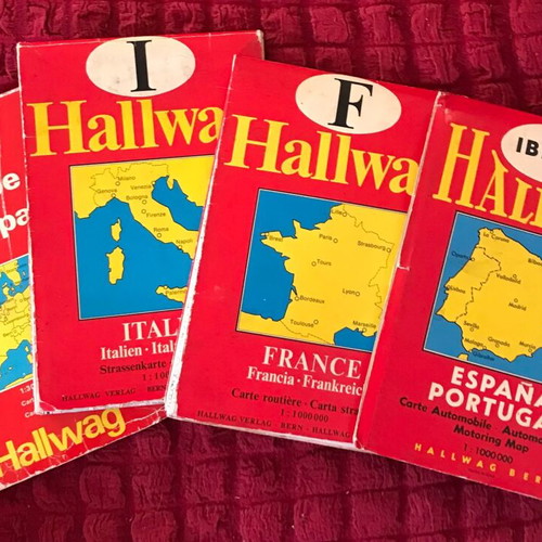 Hallwag Vintage Road Maps Collection of 4 Used (1966-1975)