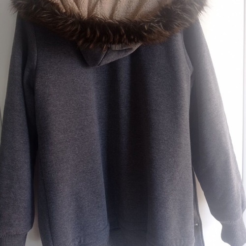 Women's jacket used, gray with removable hood, size medium