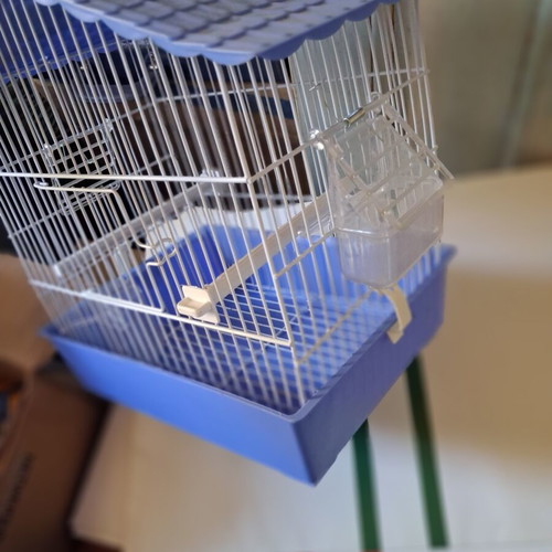 Birdcage for canary or small bird like new, white and blue