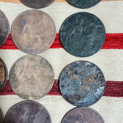 One Penny coins used, pack of 24, with bonus Half Penny 1920