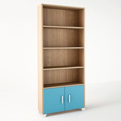 Children's bedroom set with single bed, mattress, desk, and 3 bookshelves