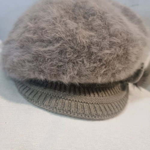 Women's wool beret hat like new, gray-pink, one size