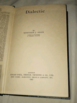 Dialectic του Mortimer J. Adler, σπάνιο αγγλικό βιβλίο πολύ παλιό, του 1927