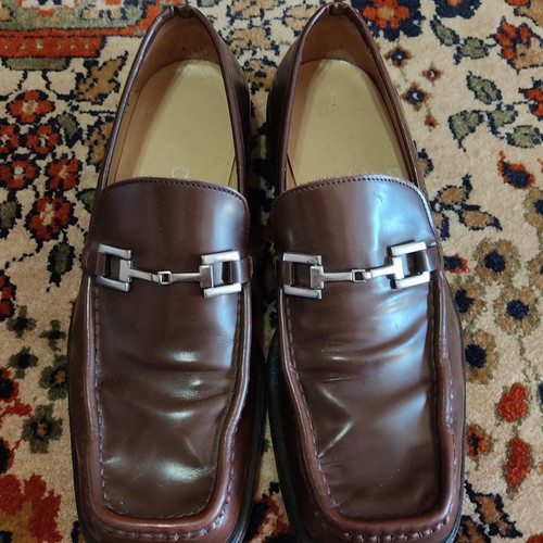 Gucci men's leather brown moccasins used, size 42