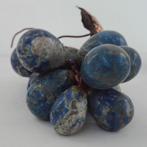 Vintage Lapis Lazuli grape decoration with copper leaves, 1970s, like new