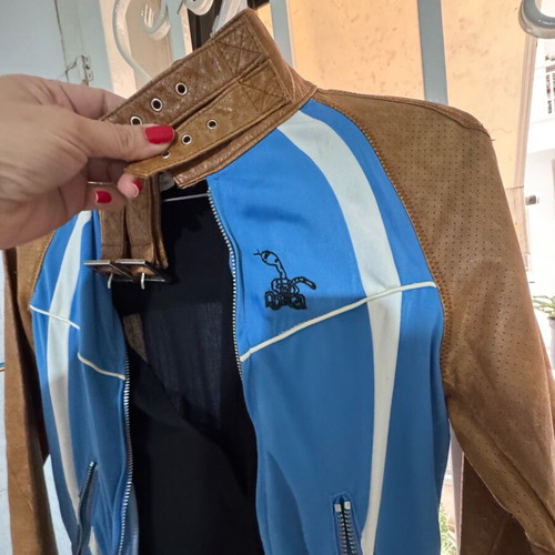 Nolita leather jacket small with fabric new, blue