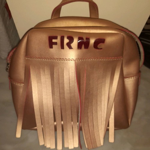 FRNC Backpack gold/bronze with fringes and matching pouch like new