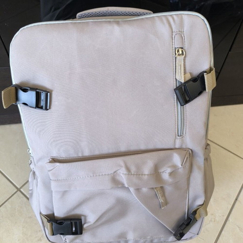 Backpack new, beige, ideal for travel with shoe compartment