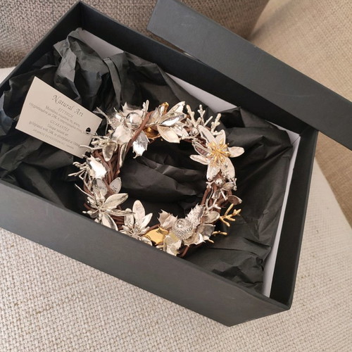 Decorative wreath gold plated 24K and silver new