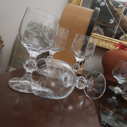 Crystal carved glasses like new, set of 4 pieces
