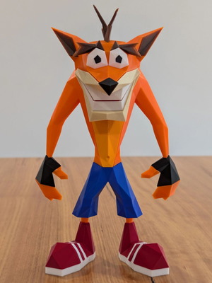 Crash Bandicoot Figure Low Poly PS1 23cm new