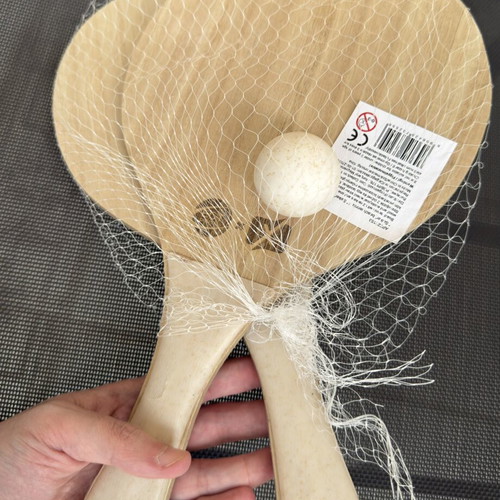 Wooden beach tennis rackets set with ball new