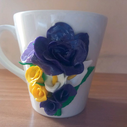 Handmade mug with flowers new