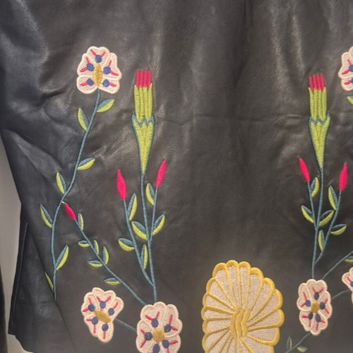 Embroidered black biker jacket size S like new