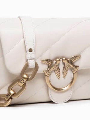 Τσάντα Love Mini Puff Maxy Quilt Ivory σαν καινούργιο, χιαστί, μπεζ Pinko