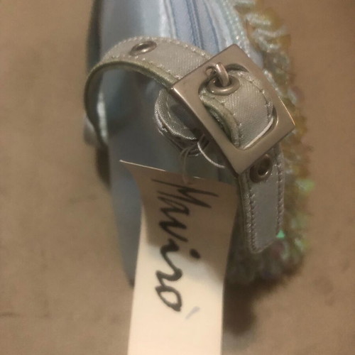 Satin blue hand bag like new with sequins