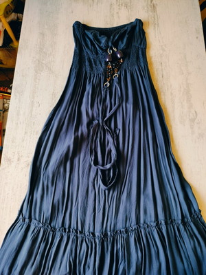 Long summer dress dark blue new M Made In Italy