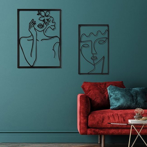 Metal Black Frame Wall Art with Female Figure New 44x2x58cm
